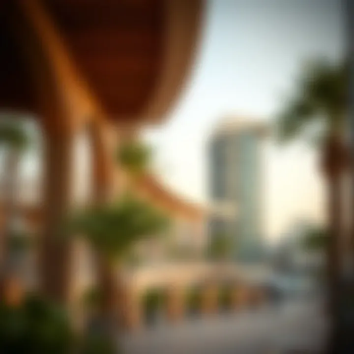 Sustainable Architectural Details at Plaza Masdar Close-up of architectural details highlighting sustainable design elements at Plaza Masdar