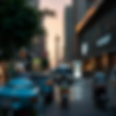 Vibrant urban life along Sheikh Rashid Bin Saeed Street with cafes and shops