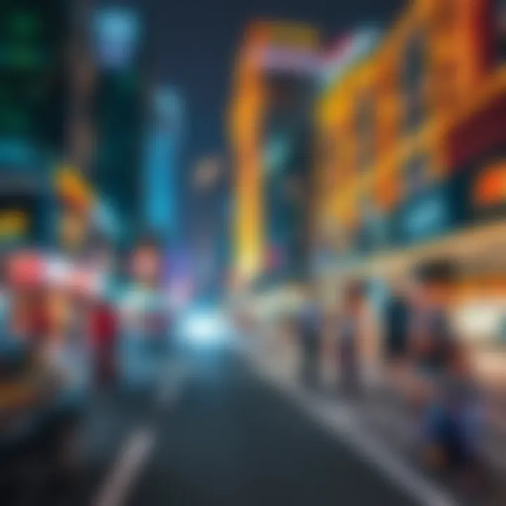 Nighttime Illumination: The Vibrant Nightlife of شارع حمدان Vibrant nightlife scene on شارع حمدان with illuminated buildings