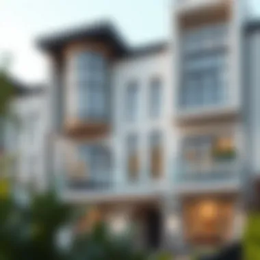 Elegant facade of Danube Townhouses showcasing modern architecture