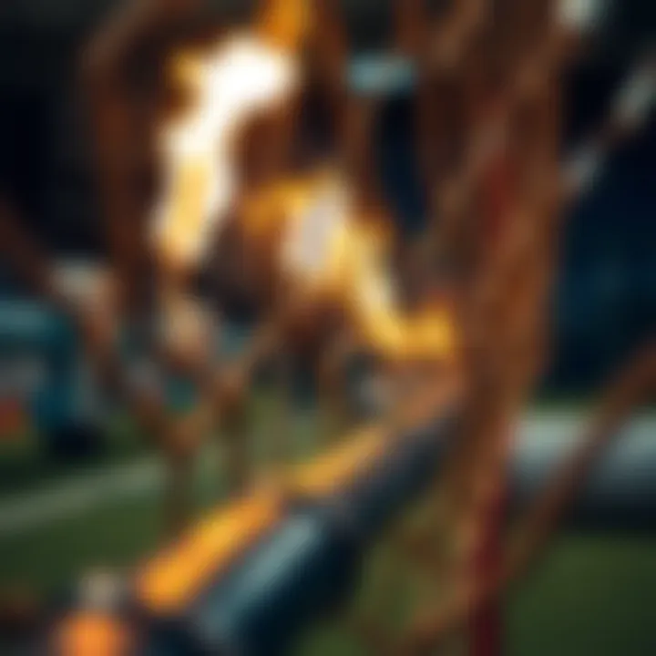 Close-up of intricate fire sports equipment highlighting design and craftsmanship