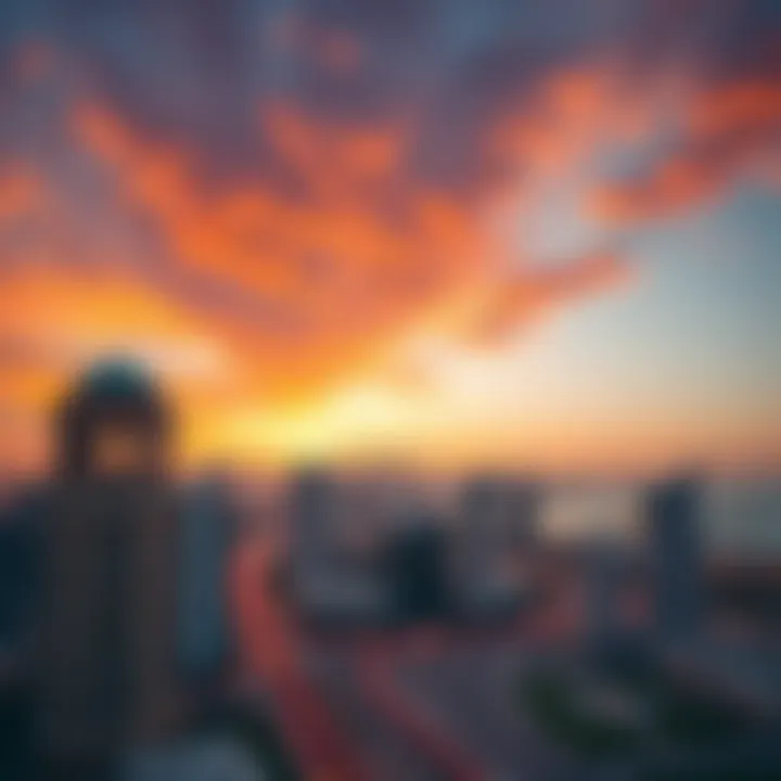 Stunning Sunset Skyline of West Al Deira Panoramic view of West Al Deira's skyline at sunset