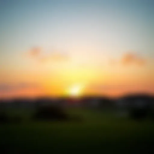 Sunset Over Dubai Hills Golf Club Stunning view of the Golf Club at Dubai Hills against a sunset