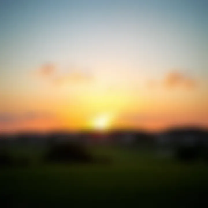 Sunset Over Dubai Hills Golf Club Stunning view of the Golf Club at Dubai Hills against a sunset