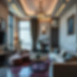 Luxurious studio room interior with elegant furnishings