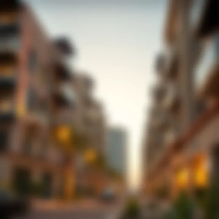 Trendy neighborhood featuring stylish studio buildings