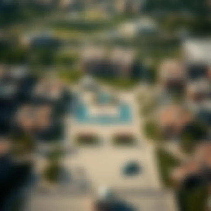 Aerial Perspective of Villanova's Residential Design Aerial view of Villanova showcasing its residential layout and green spaces