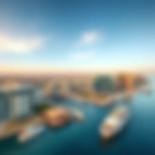 Aerial view of Yas Bay Waterfront showcasing luxury apartments and vibrant waterfront lifestyle