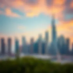 A skyline view of Dubai with modern buildings