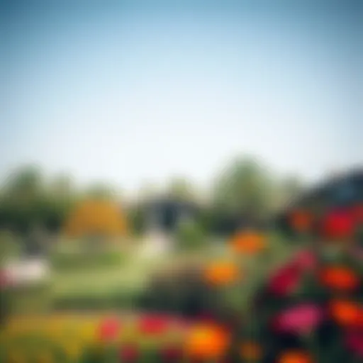 Lush botanical garden with vibrant flowers and trees