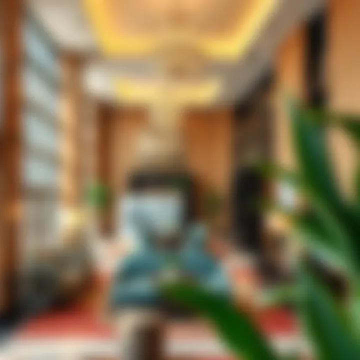 Stylish Hotel Lobby in Dubai Trendy hotel lobby with stylish furnishings