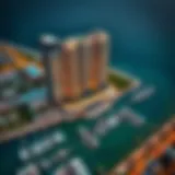 Aerial view of Intercontinental Marina Dubai showcasing its architectural elegance