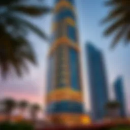 Luxurious exterior view of Laguna Tower at dusk