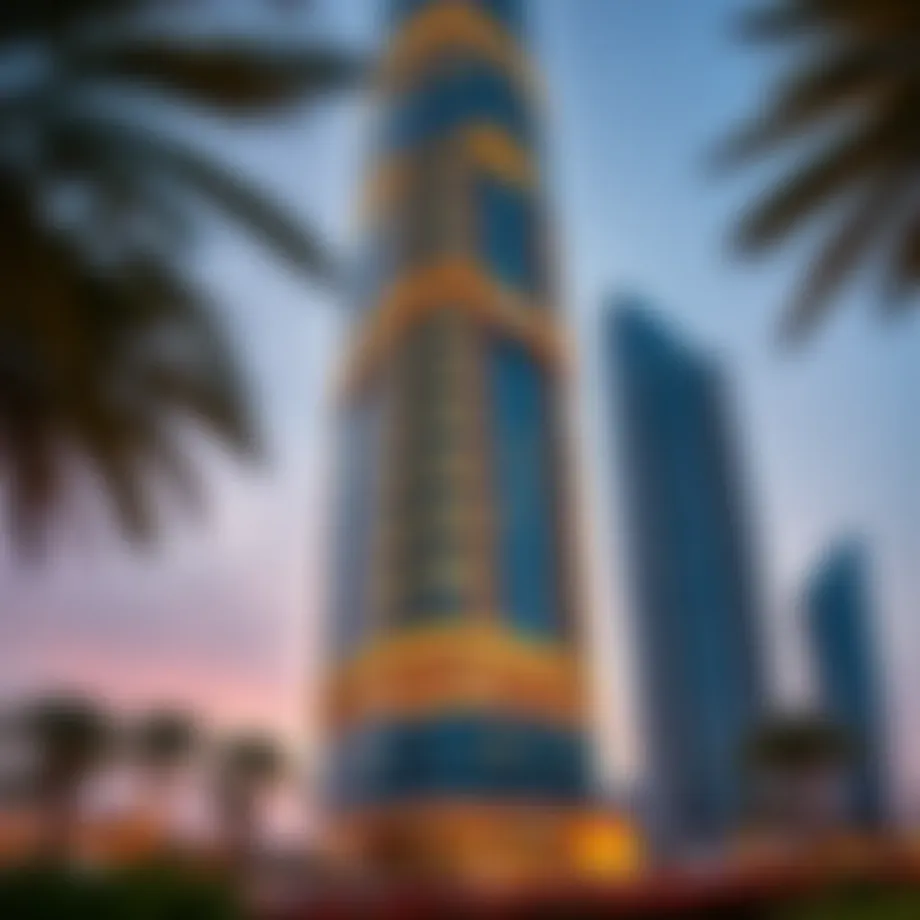 Luxurious exterior view of Laguna Tower at dusk