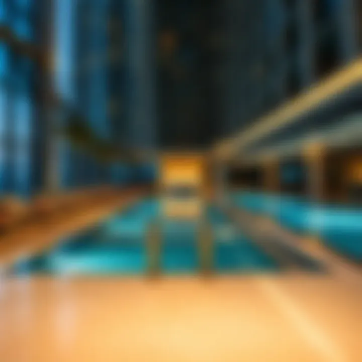 Amenities offered at Metropolis Tower, including pool and fitness center