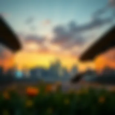 Meydan Skyline at Dusk Impressive view of Meydan's skyline at sunset