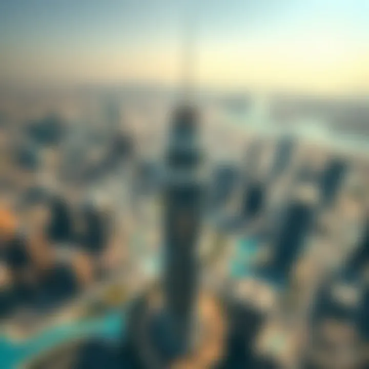 Skyline Landmark: The Nasser Rashid Lootah Building from Above Aerial perspective of the Nasser Rashid Lootah Building within the Dubai skyline