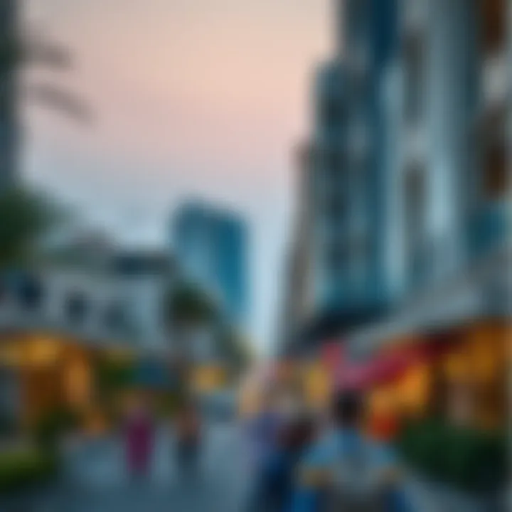 Community Insights: Exploring Dubai Neighborhoods A view of a bustling Dubai neighborhood signifying community and local amenities