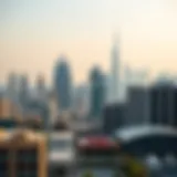 Dubai Skyline: Modern Architecture and Urbanization A vibrant skyline view of Dubai showcasing high-rise buildings and modern architecture