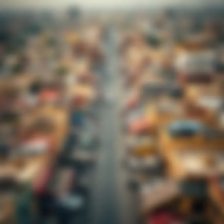 Aerial view of Satwa showcasing its vibrant streets and local culture