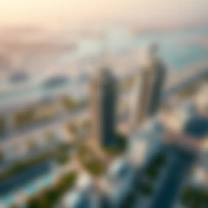 Aerial view of Nuaimia Towers and surrounding Dubai landscape