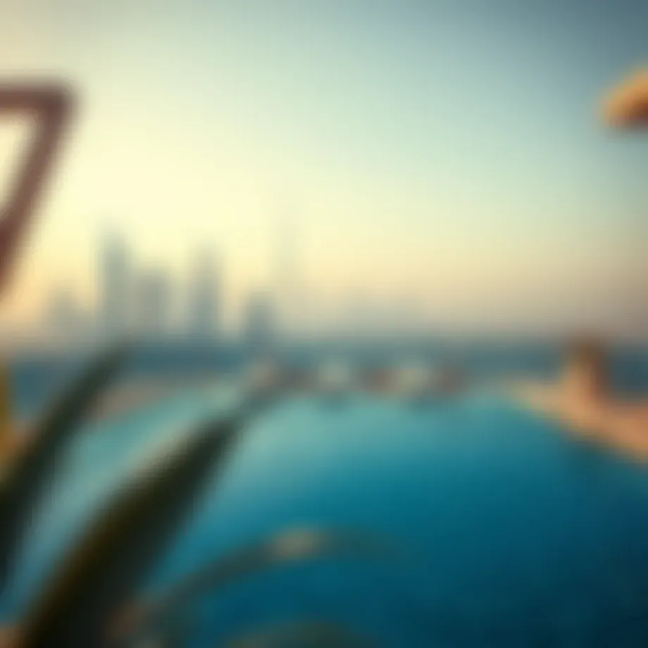Luxurious private pool setting overlooking Dubai skyline