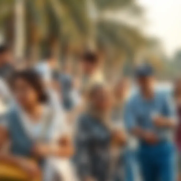 Cultural Diversity on Public Holidays Families enjoying a public holiday in a park, reflecting Dubai's diverse culture