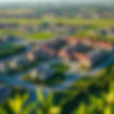 Aerial view of Sobha Hartland community showcasing residential complexes and green spaces