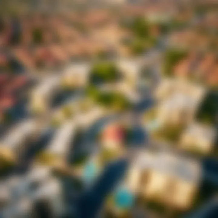Aerial view of the vibrant community surrounding Spinneys Al Bandar