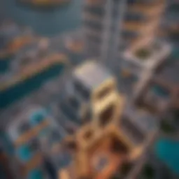 Aerial view of The Address Sky View highlighting its unique architectural design