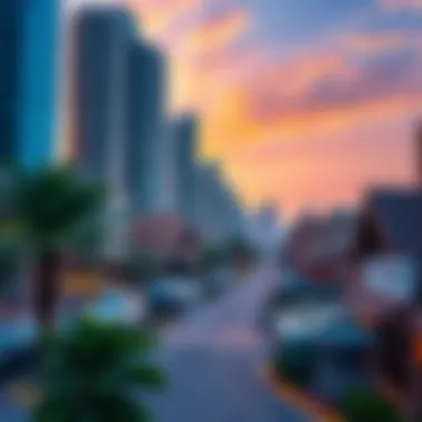 Vibrant neighborhood scene surrounding The Address Sky View