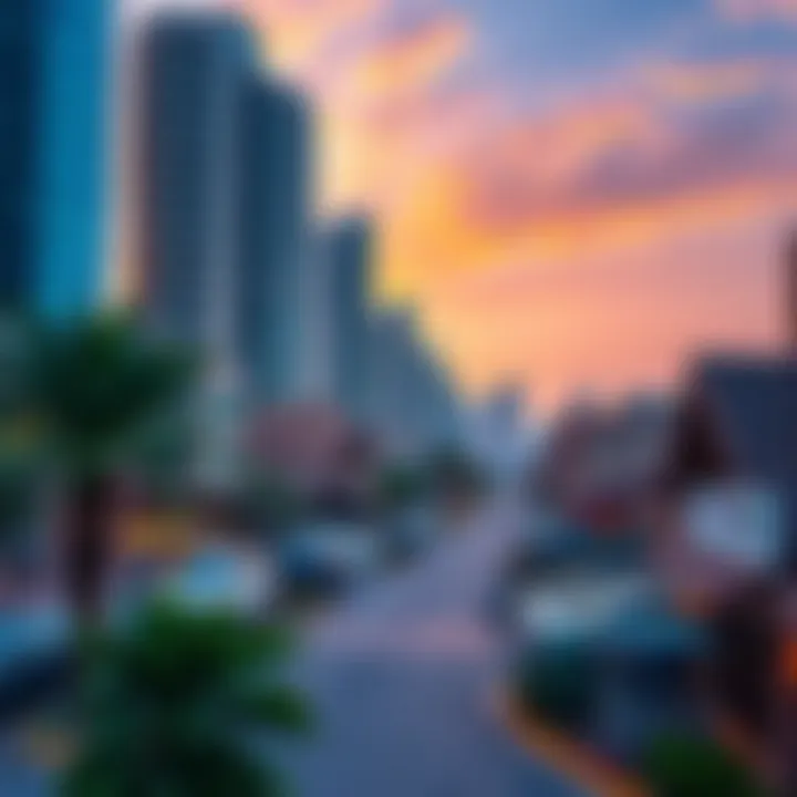 Vibrant neighborhood scene surrounding The Address Sky View