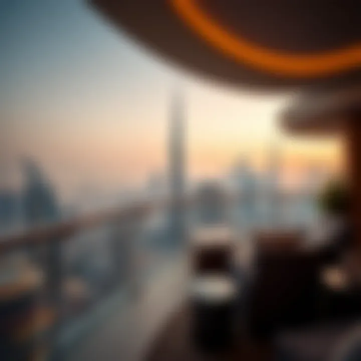 Breathtaking Dubai Skyline from Mansion View of Dubai skyline from a mansion balcony