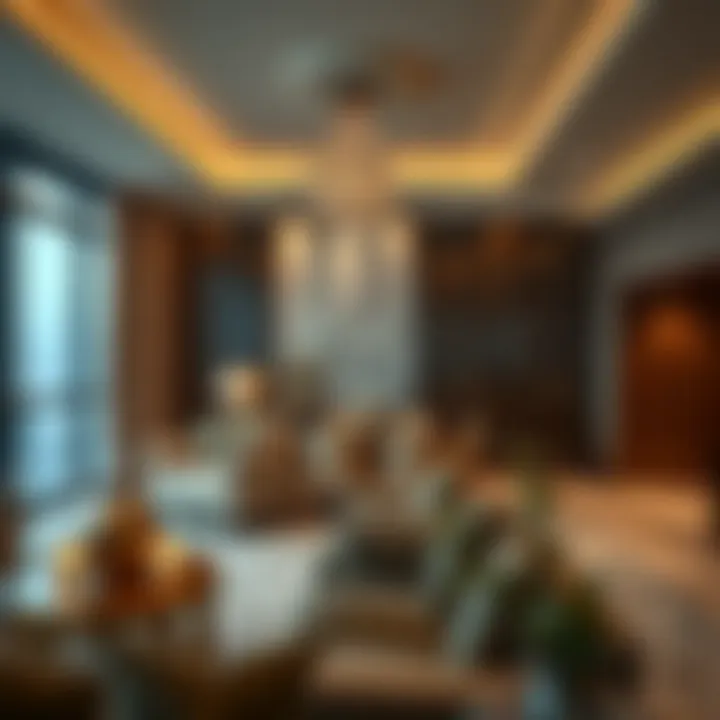 Luxurious interior design showcasing a high-end apartment in a UAE tower