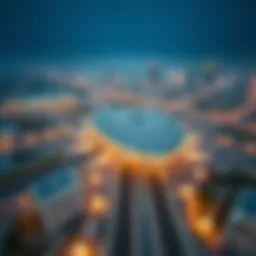 Aerial view of Al Jaddaf Metro Station and surrounding area