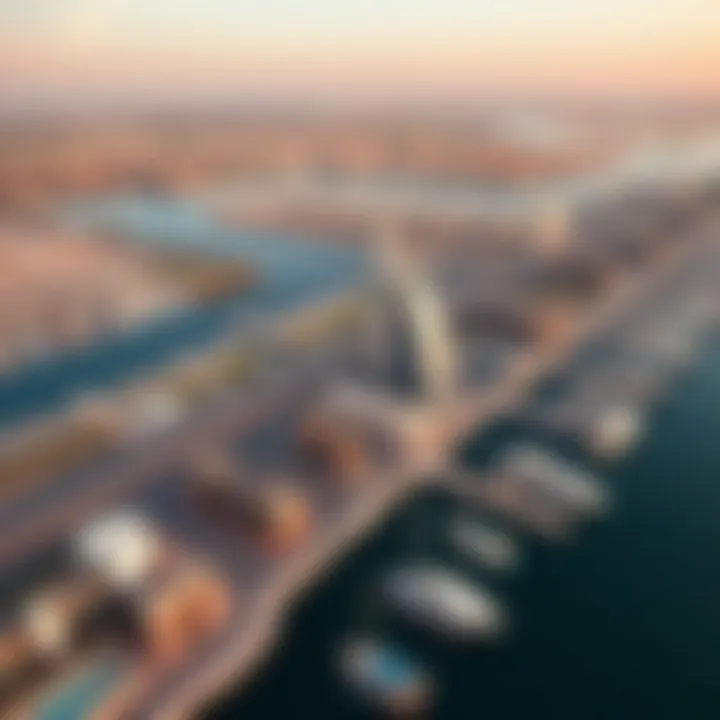 Aerial view illustrating the vibrant landscape of Dubai Creek Harbour