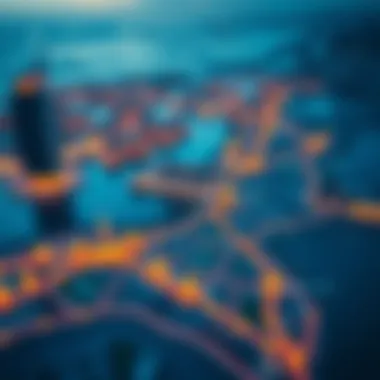 Map of Dubai highlighting prime real estate locations
