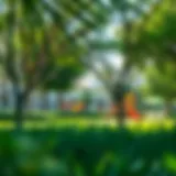 A serene view of Xpark Jr showcasing lush greenery and outdoor play areas