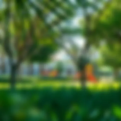 A serene view of Xpark Jr showcasing lush greenery and outdoor play areas